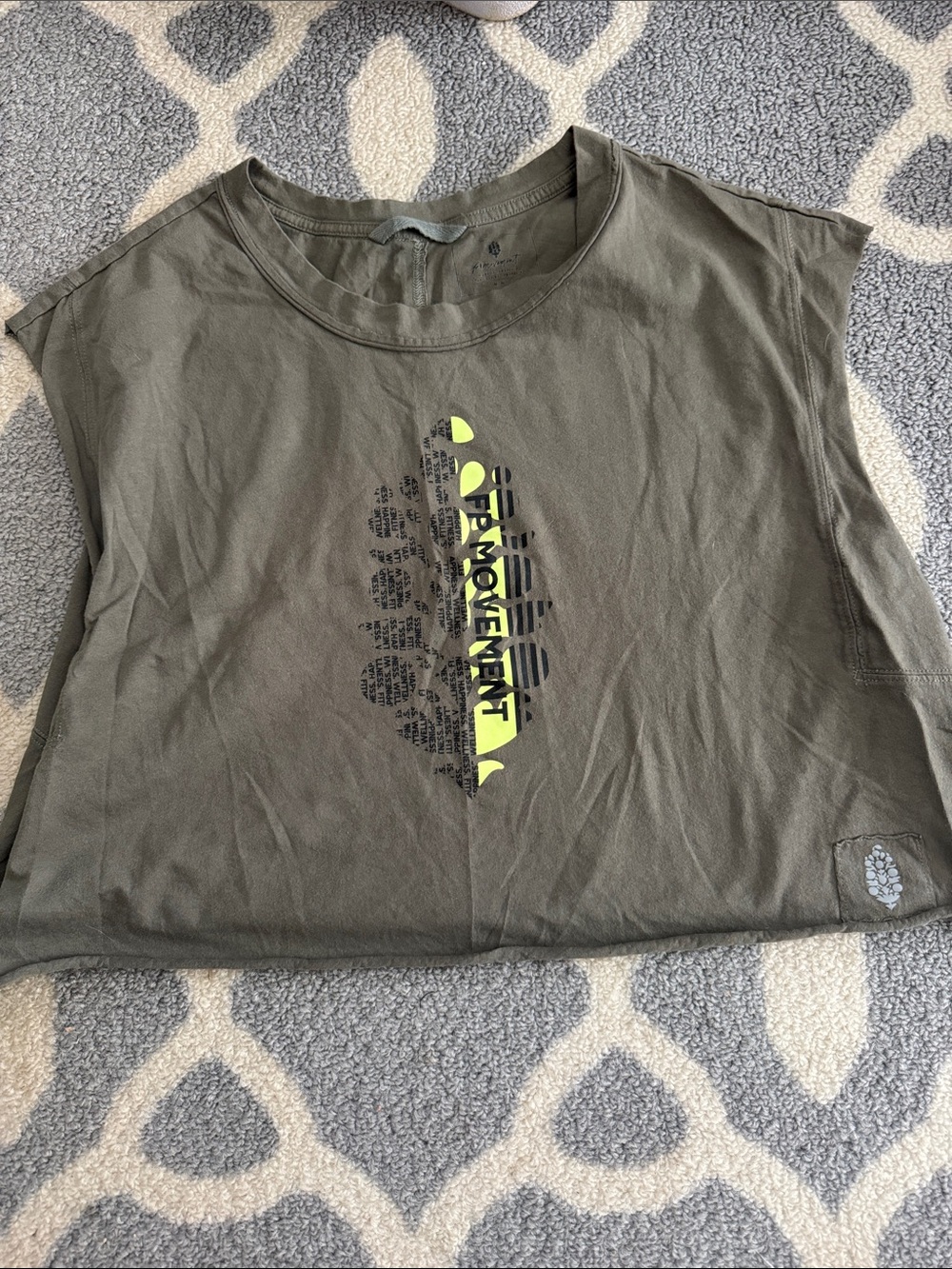 FP Movement by Free People Olive Tank with Neon Yellow Logo